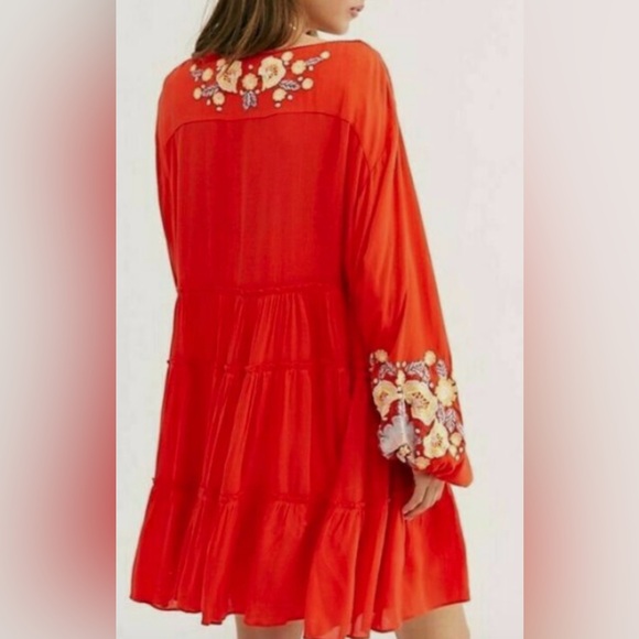 Free People Spelled On You Embroidered Floral Lightweight Loose Fit Mini Dress - Picture 10 of 10
